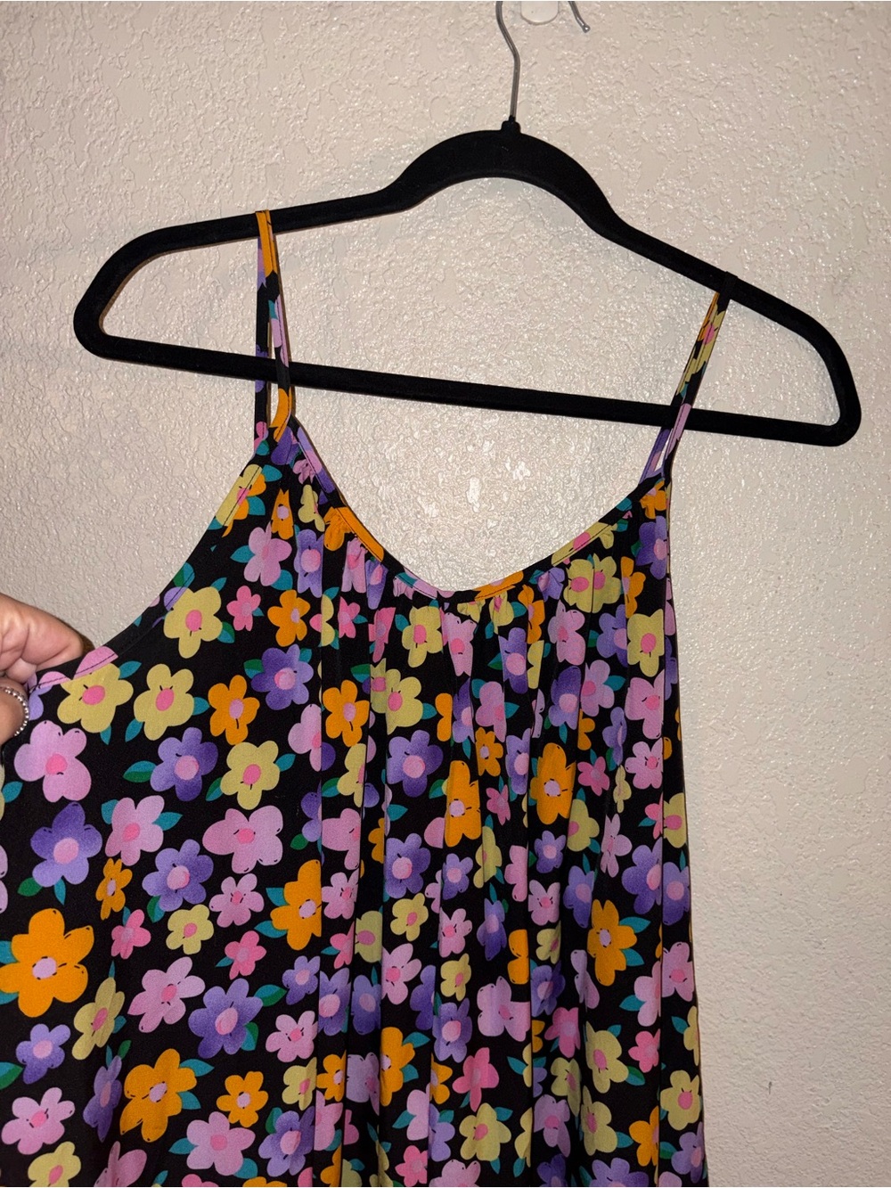 🌼EUC SHEIN "All Over Happy🙂Floral🌼 Wide Leg Jumpsuit w/Pockets🤗" Black🖤 Sz 2XL - Picture 4 of 12